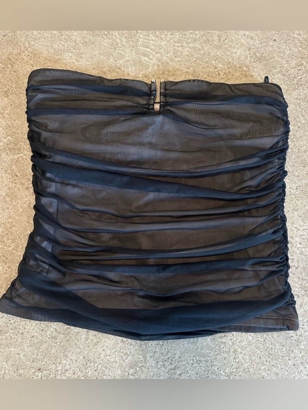 Abercrombie & Fitch Black Mesh Strapless Tube Top with Gold Accents
